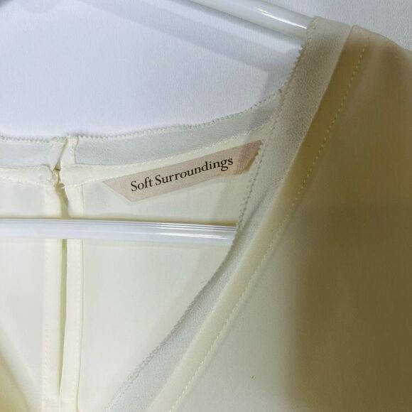Soft Surroundings Cream Ivory Dress Tank Blouse V-Neck - Picture 3 of 10